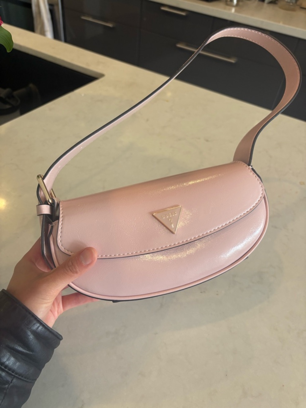 Guess baby Pink Y2K Crescent Shoulder Bag in patent